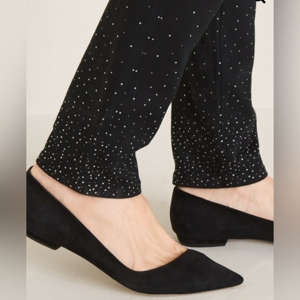 Chico's Size 0.5 (US 6) Scattered Stone Pull On Jeggings Black Sparkle